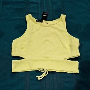 *NWT* Bebe Sunny Lime Lace-Up @ back & Cut Out @ sides Cropped Top - M/L